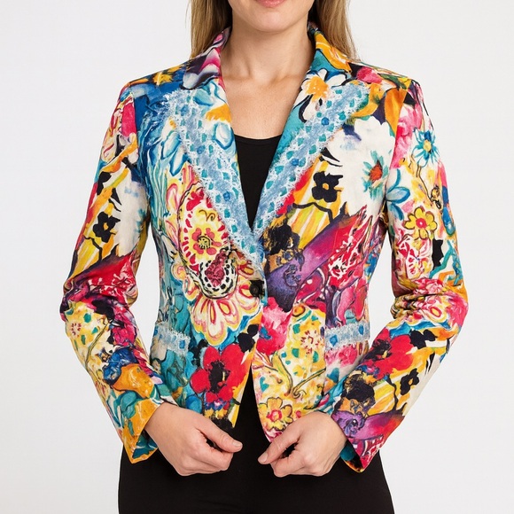 Alberto Makali Jackets & Blazers - Alberto Makali Bold Color Tropical Jacket Size 2